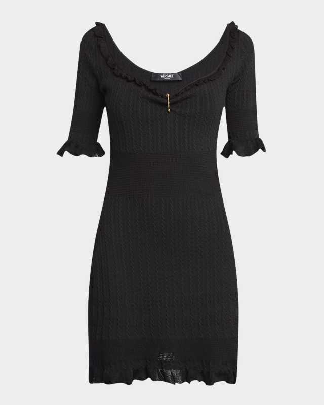 Medusa Pin-Gathered Micro Cable Mini Dress